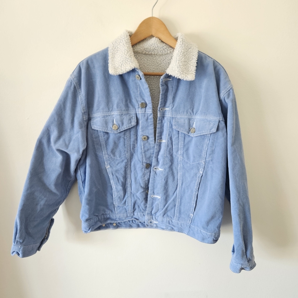 RARE John Galt Sky Blue Sherpa Lined Corduroy Jacket